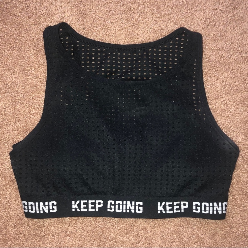 Forever 21 black Keep Going sports bra
